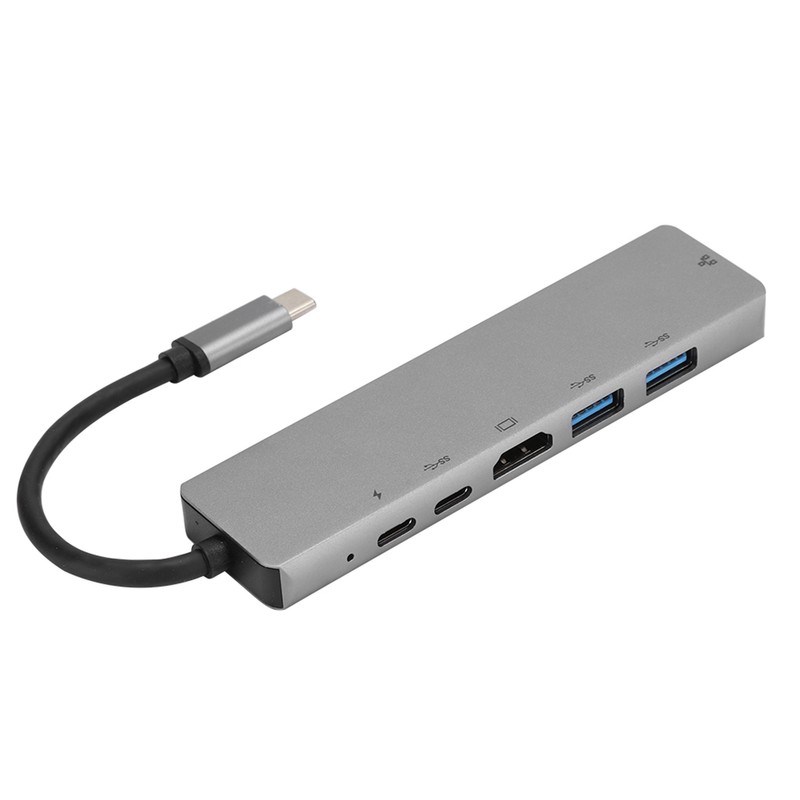 Lightweight Gray Metal 6 In-1 USB C to Type C