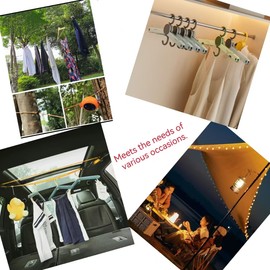 Foldable Travel Hangers with Gift Box & Storage Pouch – Lightweight ABS Plastic, Non-Slip Clips – Compact for Cruise, Camping & Home (6 Hanger+1 Retractable Clothesline+20 Clothespins+1 Storage Bag)