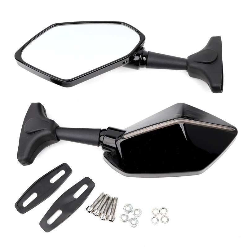 Mokuo Adjustable Motorcycle LED Turn Signal Rearview Mirrors with Front