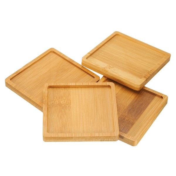 sourcing map 4PCS Mosaic Bamboo Coasters, 3.5 Inch Blank Base