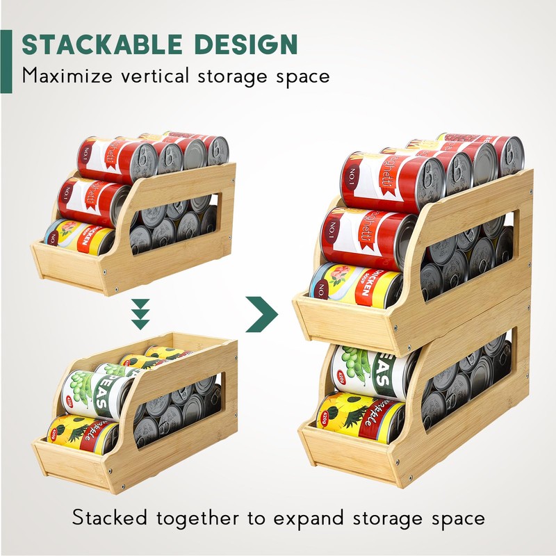 Yumkfoi Bamboo Can Organizers and Storage for Pantry, Soda Can