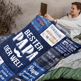 LSGXZS Geschenke zum Vatertag für Papa Decke,Personalisiertes Vatertagsgeschenk für Bester Papa,Weihnachten Thanksgiving Geburtstagsgeschenk für Vater