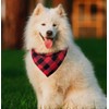 Plaid Dog Bandana with Button, Dual Layer Soft Cotton Triangle