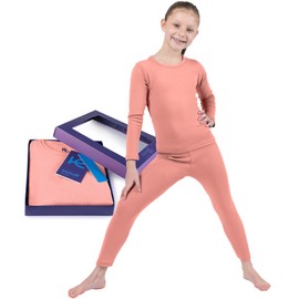 Thermal Underwear for Kids Thermals Top & Bottom Set Girls Thermal Underwear Set Kids Long Underwear Base Layer Kids Pajamas (Dusty Pink - 12-18M)