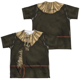 The Wizard of Oz Scarecrow Costume Unisex Youth Sublimated T Shirt (Small) White (Front/Back)