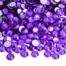 Flatback Rhinestones Round Gems for Nails Art and Crafts 4000Pcs SS12 3mm Glitter Crystals Stone DIY Bags Clothes Shoes (Dark Purple)