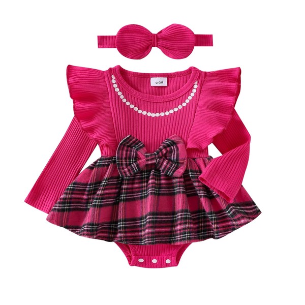My First Christmas Baby Girl Outfit Newborn Velvet Ruffle Romper