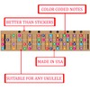 QMG Colour Coded Ukulele Guitar Fingerboard Note Chart Learning Guitar