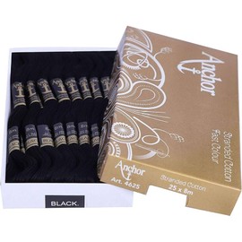 12 Black Anchor Stranded Cotton Embroidery Threads Skeins Per Pack, Cross Stitch Threads 100% Organic Cotton, Friendship Bracelets Threads, Kids Craft Threads for Needlecraft Projects..