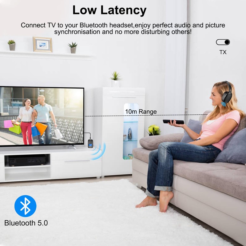Bluetooth 5.0 Transmitter Receiver for TV to Wireless Headphones