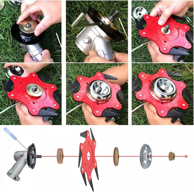 6 Teeth Steel 65Mn Razors Trimmer Head with Universal Adapter