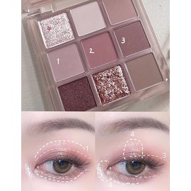 Erinde Paleta de Sombras de Ojos con Purpurina 9 Colores, a las arrugas | Sombras de Ojos Brillantes de larga duración, resistentes al agua, sombras d