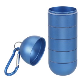 sourcing map Travel Ring Holder Keychain, Portable Jewelry Holder Storage Organizer, 5 Layer Rings Case Mini Jewelry Box Keychain Container with Keyring for Gym Sports Travel, Blue