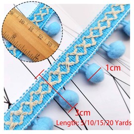 SMTCM 5 Yards Colourful Pom Poms Tassel Border 3 cm Pompom Trim Pompoms Fringe Trim Bobble Ribbon for Sewing Crafts Pompom Ribbon for DIY Costumes Clothing Curtain Decoration Purple