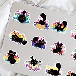 50 Stück Die Schwarze Katze Aufkleber Auto Laptop Telefon Gitarre Skateboard Motorrad Fahrrad Black Cat Stickers Set Vinyl Wasserdicht Aesthetic Aufkleber für Jugendliche Kinder Erwachsene