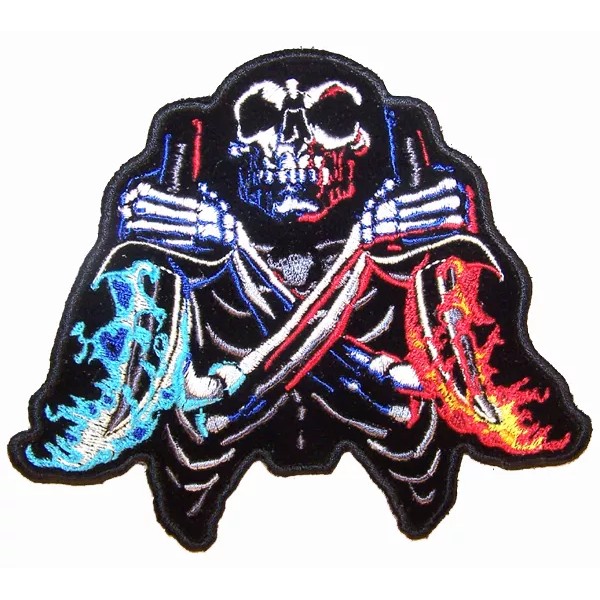 Unbranded FIRE DAGGER SKULL PATCH P5660 bike new jacket patches