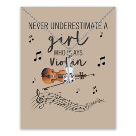 BLEOUK Violin Pendant Necklace Violinist Gift Violin Player Gift Violin Jewelry Musician Never Underestimate A Women Who Plays Violin