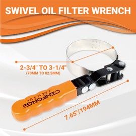 CENFORGE Anti-Slip Swivel Oil Filter Wrench, Oil Filter Removal Tool for Car Repairs,Medium Size Fits Filters 2-3/4" to 3-1/4"