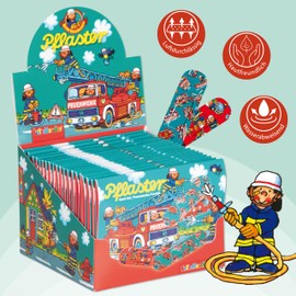 Lutz Mauder Children's Plaster Display Set with 20 Plaster Letters Fire Brigade with 10 Plasters in 2 Sizes (200 Individual Plasters), Nursery, Nursery, Doctor, Hort, Educator, Birthday, Guest Gift