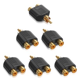Xelsluthe 6 Pack RCA Splitter 1 Male 2 Female for Audio, RCA Y Splitter Adapter, Rcas Cable Splitters for Audio Video Av TV Cable Convert