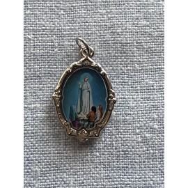 Our Lady of Fatima Catholic Medal Pendant Charm | Silver Tone