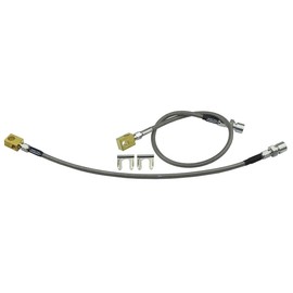 Inline Tube Compatible with 1976-79 Ford F100 F150 & Bronco 4wd Front And Rear Drop Hoses Stanless Braided Brake Hose Kit 2pc