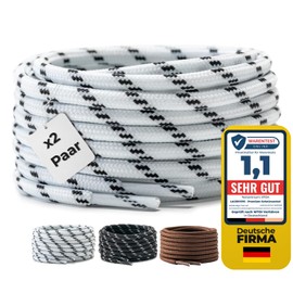 LaceHype 2 Pairs – Premium Round Shoelaces, Diameter 4.5 mm, Polyester, for Work Shoes, Boots, Outdoor Shoes and Sports Shoes, Tear-Resistant Shoe Laces, white/black