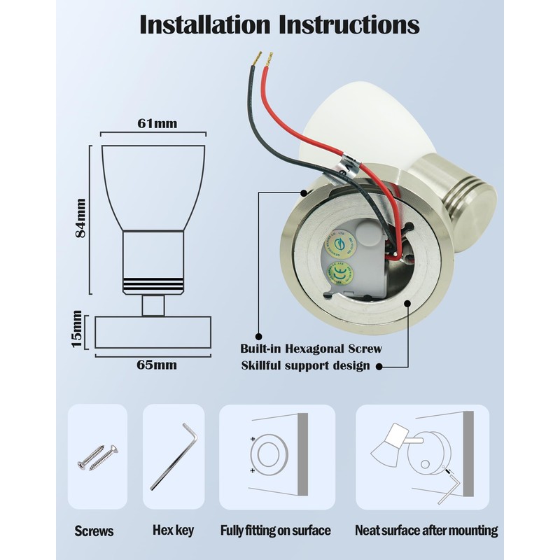 THALASSA RV Interior Lights LED 12V Fixtures Dimmable Boat Reading