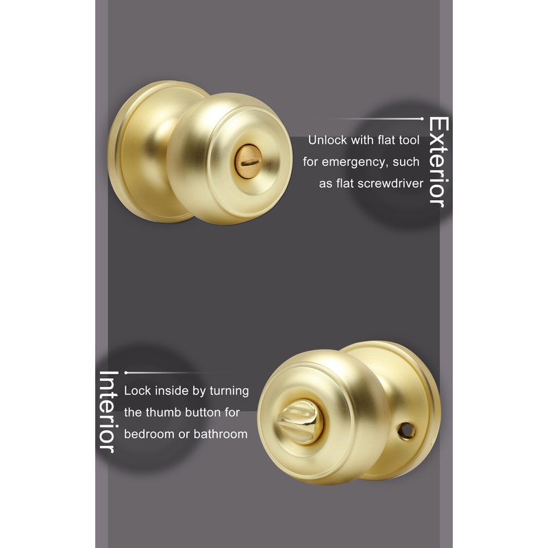 goldenwarm Gold Interior Door Knobs, Interior Door Knobs Bedroom, Brass