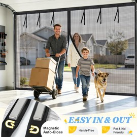 12x8Ft Garage Door Screen 1 Car Magnetic Garage Screen Door Retractable