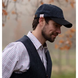 Walker and Hawkes - Gorra de béisbol de cuero Harris Tweed Brungton, Azul Midnight, Talla única