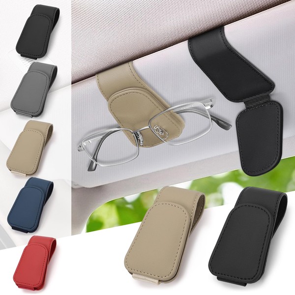 JINYJIA JINYJIA 2 Pack Brillenhalter fr Auto,Leder Sonnenbrillenhalter Auto,Magnetische Auto