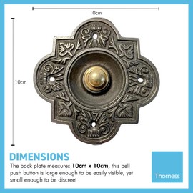 Cast Iron Traditional Quatrefoil Shape Doorbell Push Button |10cm x 10cm | Brass Push Button with cast Iron Surround | Vintage Style Door Bell Push