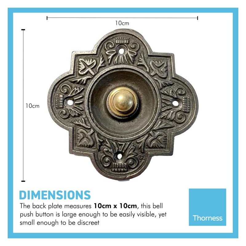 Cast Iron Traditional Quatrefoil Shape Doorbell Push Button |10cm x