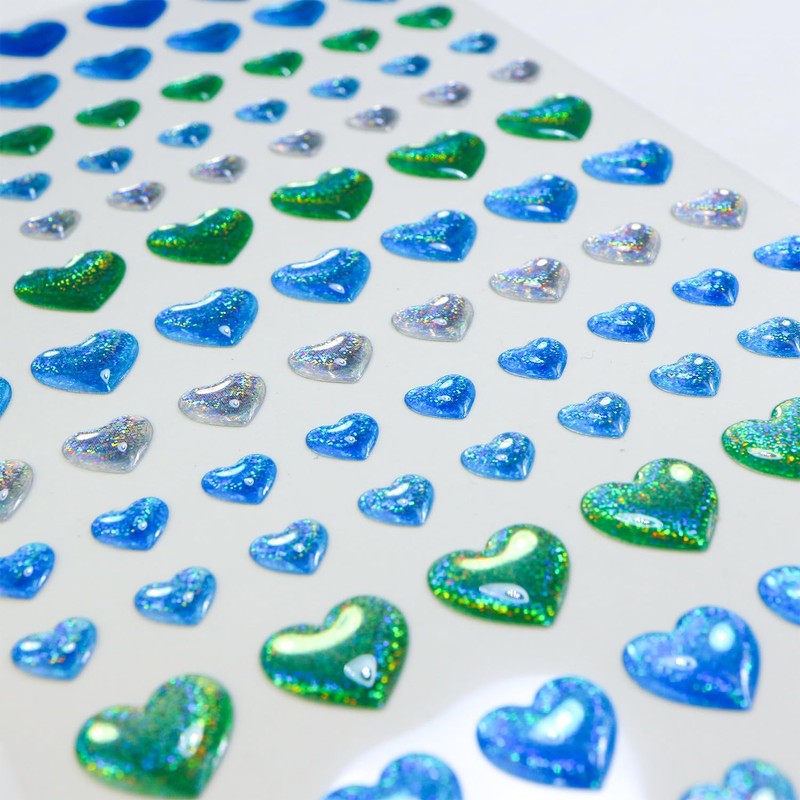 Reward Stickers 3D-020 3D Heart, Blue Mix, Glitter, Decoration, 1