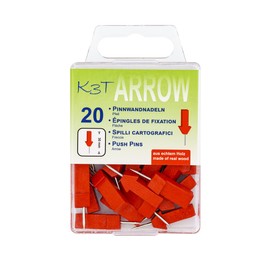 K3T 48315 Push Pins Arrows Pack of 20 Red