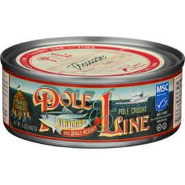 POLE AND LINE Albacore Tuna in Water No Added Salt, 5 OZ