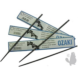 Ozaki - Chainsaw 1/4 3/8 .043 .050 Lo Pro - Round File - Care and Sharpening - Diameter 4mm (5/32") - Length 20cm (8") - Box of 6 Files - Black