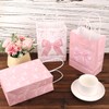 50 Pcs Pink Bow Plastic Gift Bags, Candy Goodie Presents