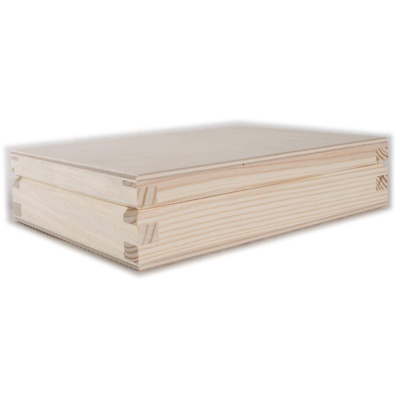 Small Shallow Flat Lidded Wooden Box with Magnetic Closure |