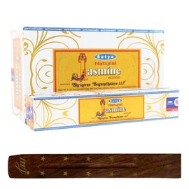 Original Satya Nag Champa Natural Jasmine Incense Sticks | with M&J incense sticks holder | Full Box | for Aromatherapy, Spa, Yoga, Weddings, Meditation, Healing, Positivity and Relaxation