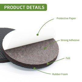 COVERCORNER Non Slip Furniture Pads 16 PCS 3'' Round - Anti Slip Furniture Pads - Self Adhesive Rubber Feet Furniture Feet - Chair Leg Floor Protectors - Keep Furniture in Place