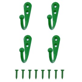 VIPERMARK 4 Pcs Wall Mounted Hooks for Bedroom,Bathroom,Kitchen,and Cabinet Hangers (with 8 Screws)-Green