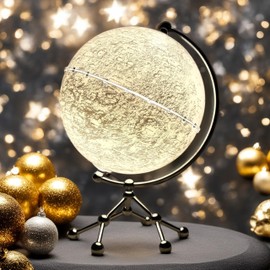Moon Globe, Touch Light, Globe Diam. 20 cm/7.9 inches, Warm White Light, Moon Planet Map