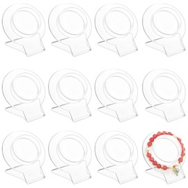 Mirrline 12 Pcs Acrylic Bracelet Displays Stands Clear Jewelry Display Holder Bangle Organizer Rack Bracelet Storage Showcase for Home Store