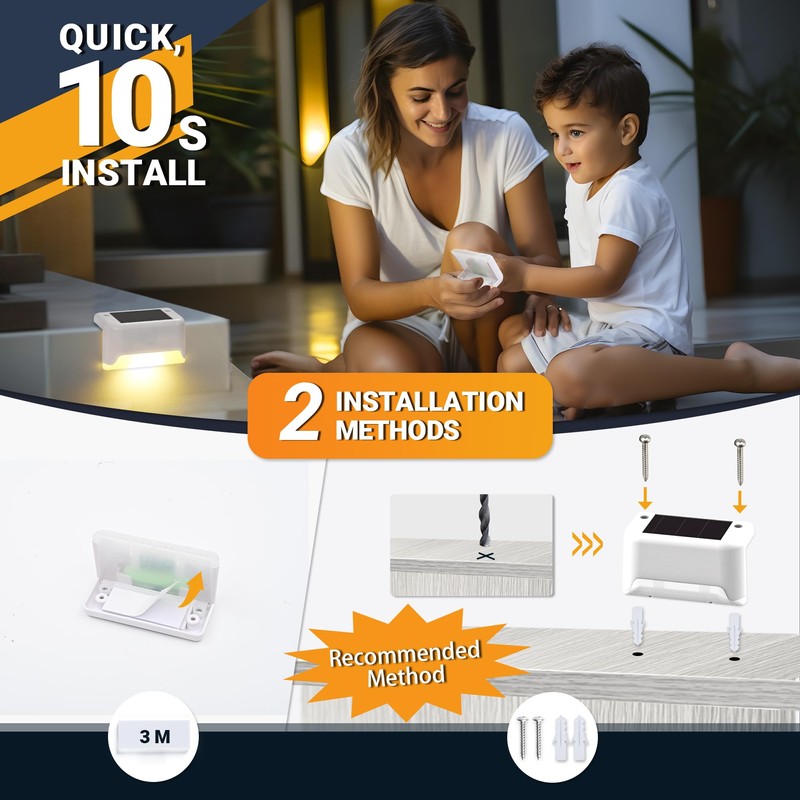 SOLPEX Solar Fence Lights Outdoor 16 Pack, Solar Step Lights