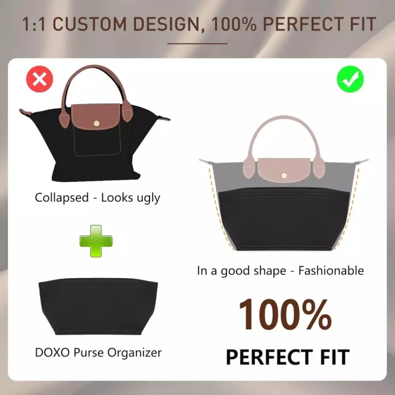 Longchamp 독소 롱샴 오거나이저 인서트 미디엄 펠트백 컵 홀더 포함