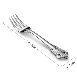 KEAWELL Juego de tenedores de ensalada de lujo, juego de 4, acero inoxidable 18/10, 7 pulgadas, apto para lavaplatos, pulido con espejo, juego de tenedores de cubiertos (plata)