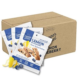 Cooper Street Cookies All Natural Twice Baked Crispy Cookie, Nut & Dairy Free, Biscotti Style 1.25oz, Lemon Blueberry (Lemon Blueberry, 1.25 Ounce (Pack of 24))