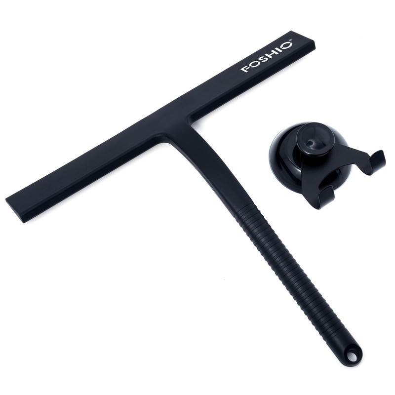 FOSHIO Shower Squeegee for Glass Doors with Suction Cup, Silicone